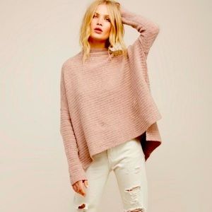 Free People Artic Fox Mock Neck Cozy Sweater with Zipper in Pink